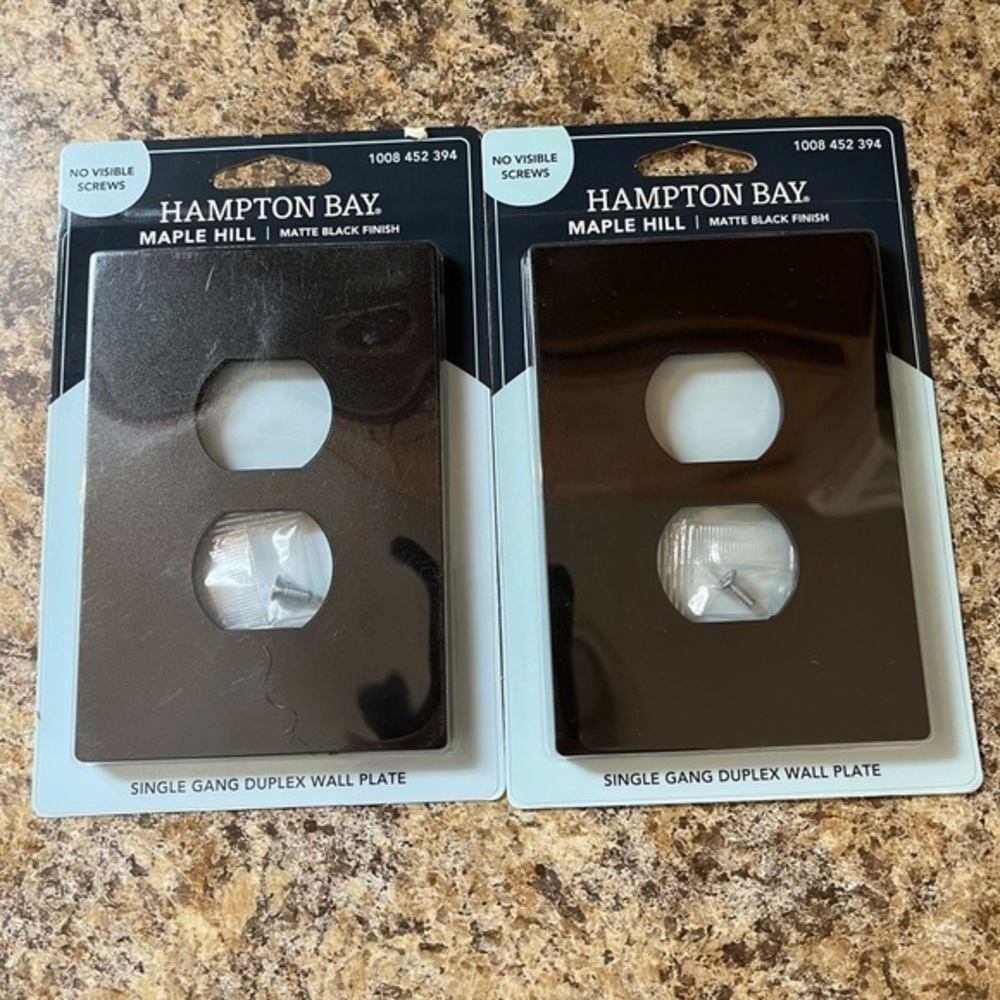 Hampton Bay Maple Hill Matte Black Wall Plates Set of Two